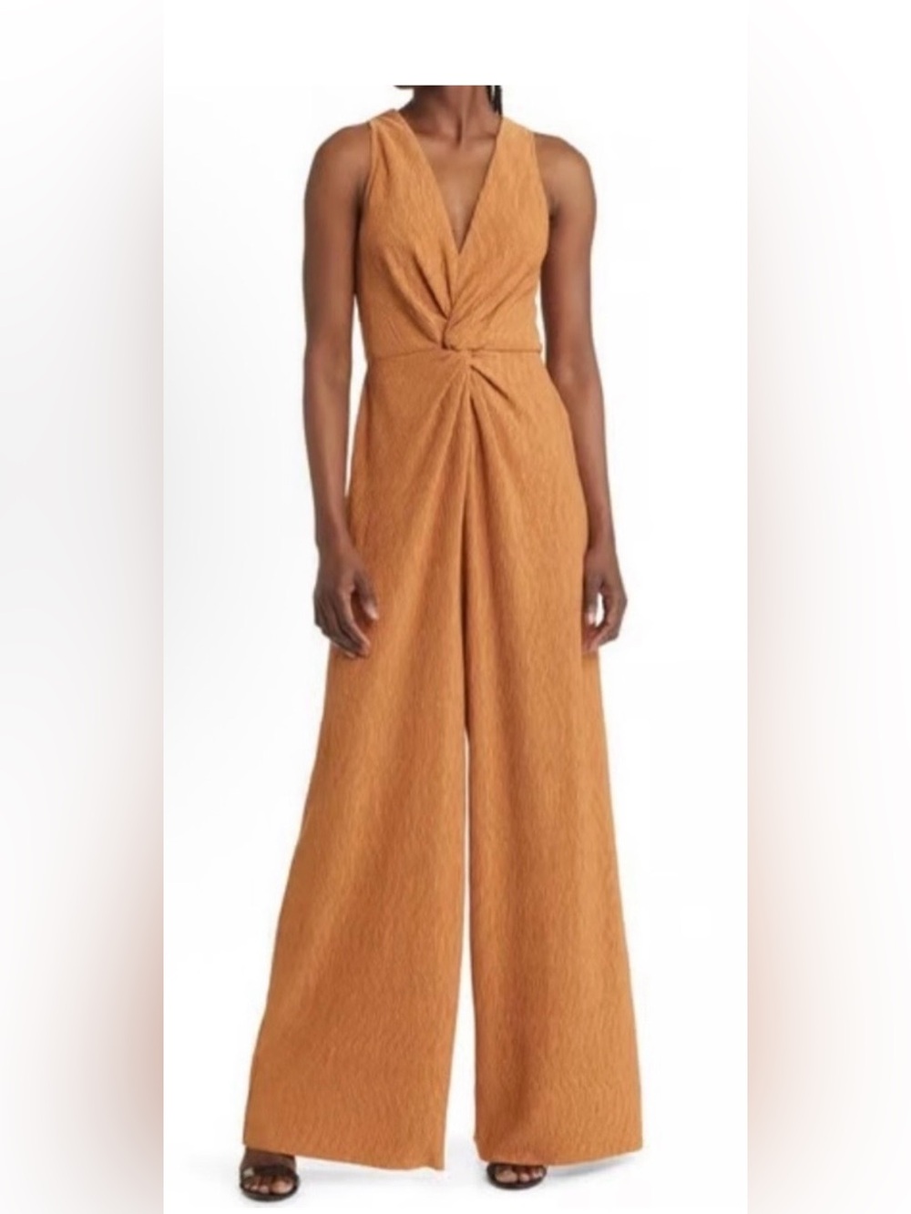 Floret Studios Plisse Pleated Wide Leg Twist Front Jumper
